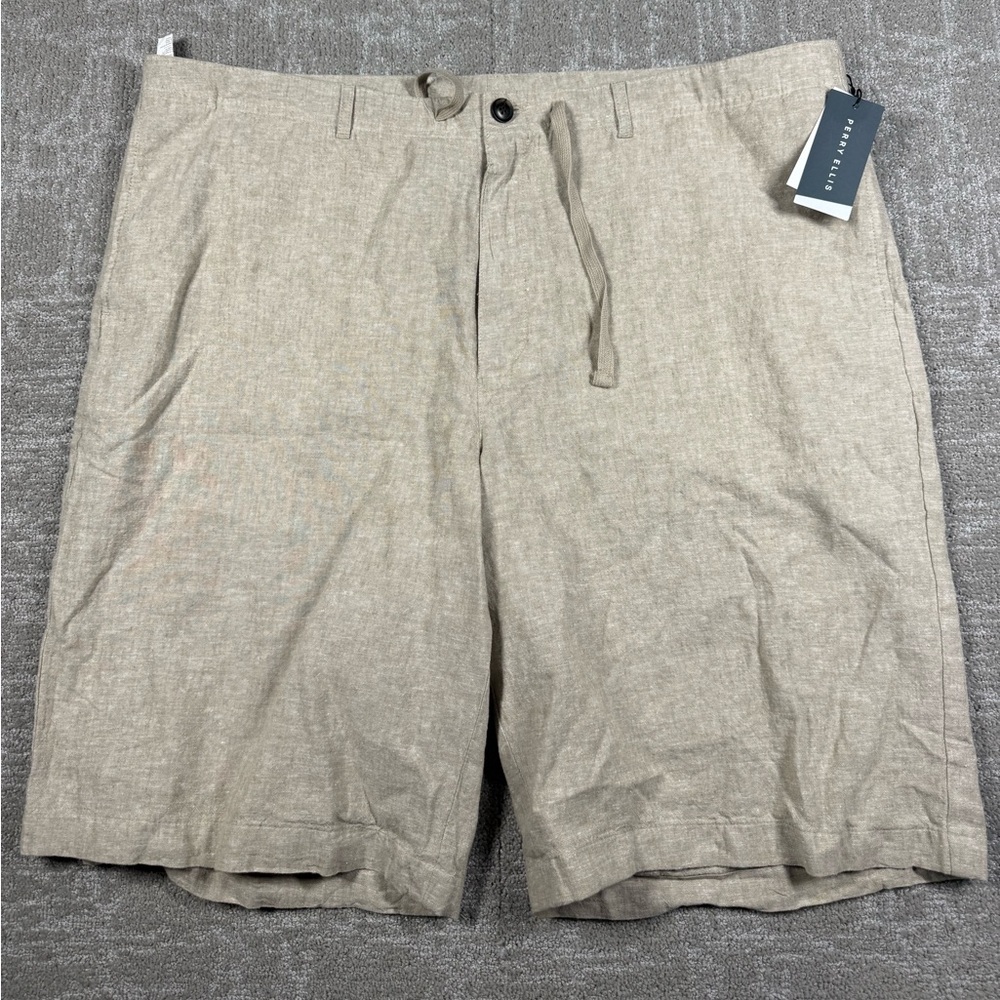 Perry Ellis Mens Linen Cotton Bled Beach Short NWT Size 38
